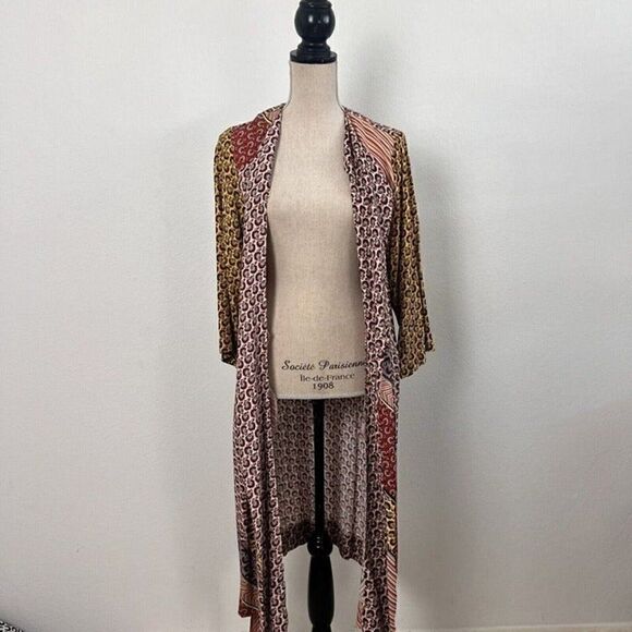 CAbi Womens Poet Patchwork Open Front Waist Tie Kimono Jacket Dress Boho Small - Picture 5 of 10